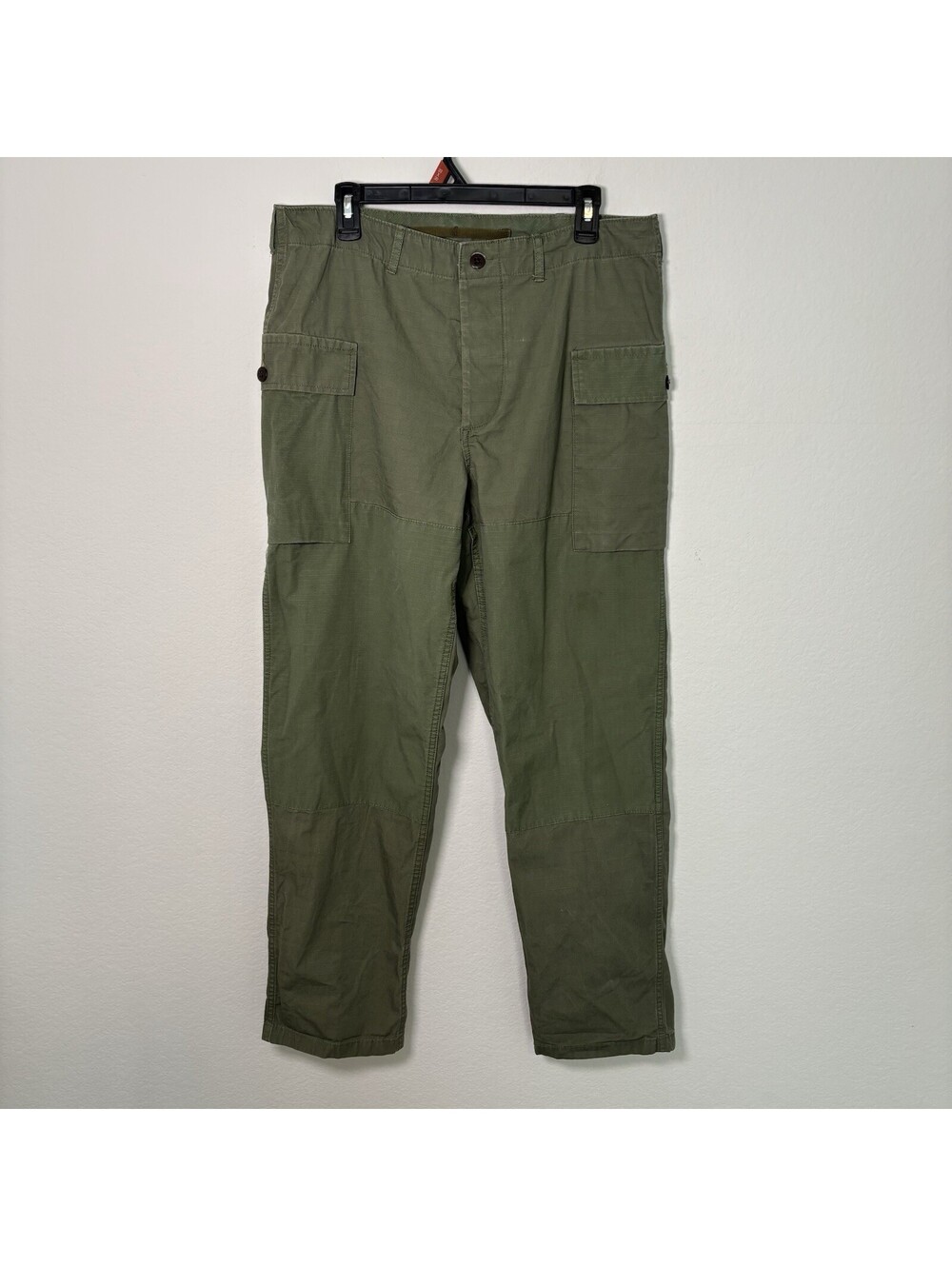 J.Crew Wallace & Barnes Cargo Chino Pants Men's 33x32 Catskill Green Buttonfly